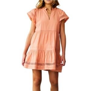 Marie Oliver Day Dress In Sunset S/M Cotton & Silk Spring Wedding Guest Roomy